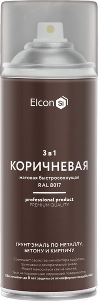 Изображение товара Грунт-эмаль Elcon По ржавчине 3в1 (520мл, матовый коричневый)