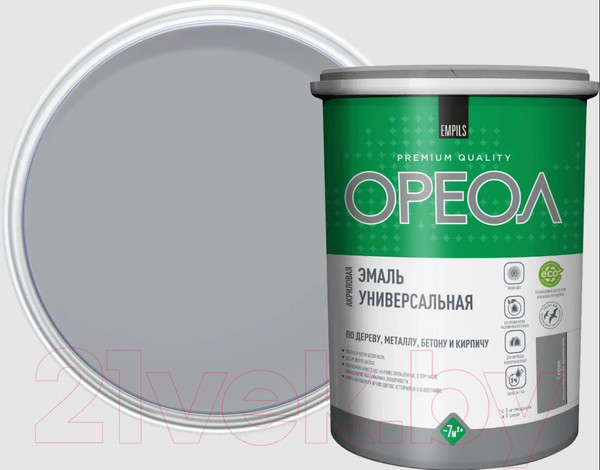 Изображение товара Эмаль Ореол Акриловая глянцевая (1кг, серый)