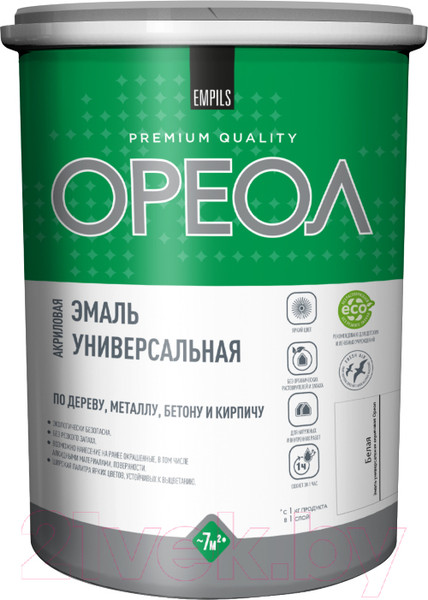 Изображение товара Эмаль Ореол Акриловая глянцевая (2.5кг, белый)