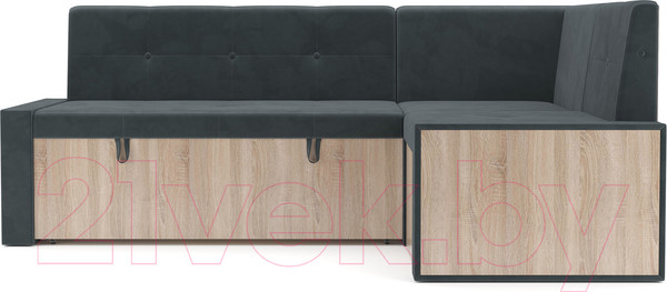 Изображение товара Уголок кухонный мягкий Mebel-Ars Таллин 211x83x141 (велюр серо-синий HB-178 26)