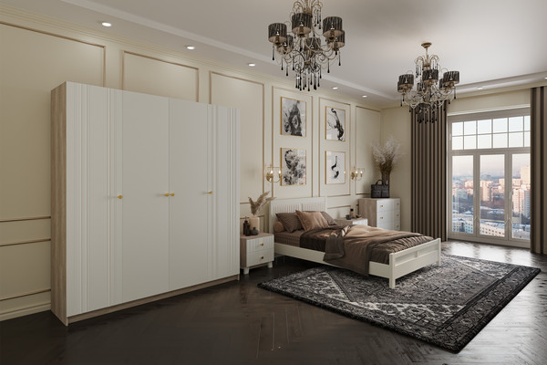 Изображение товара Шкаф Bravo Мебель Ланзетти Жемчуг ШР-4 (дуб торонто/жемчуг)