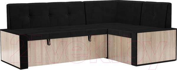Изображение товара Уголок кухонный мягкий Mebel-Ars Таллин 211x83x141 (велюр черный НВ-178 17)