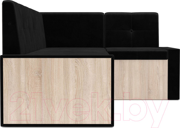 Изображение товара Уголок кухонный мягкий Mebel-Ars Таллин 211x83x141 (велюр черный НВ-178 17)