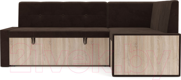 Изображение товара Уголок кухонный мягкий Mebel-Ars Таллин 191x83x121 (велюр шоколад HB-178 16)