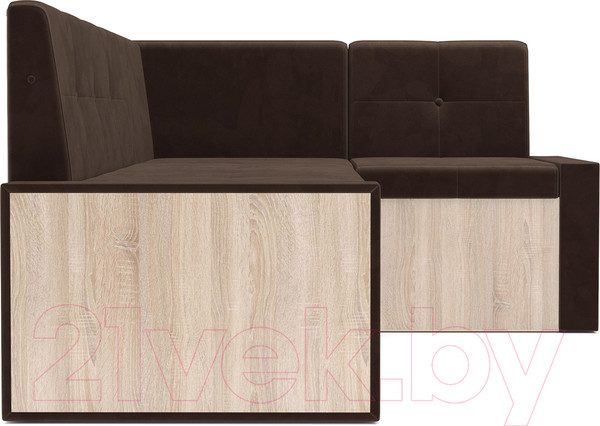 Изображение товара Уголок кухонный мягкий Mebel-Ars Таллин 211x83x141 (велюр шоколад HB-178 16)