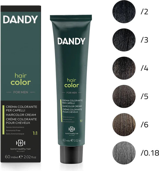 Изображение товара Крем-краска для волос Dandy Hair Color Безаммиачный мужской краситель тон 0.18 (60мл)