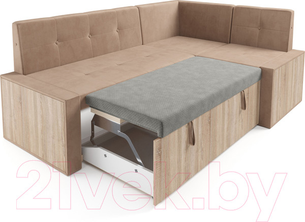 Изображение товара Уголок кухонный мягкий Mebel-Ars Таллин 211x83x141 (кордрой бежевый)
