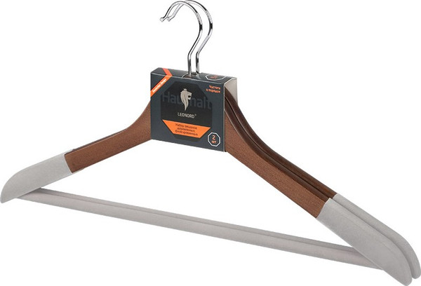 Изображение товара Набор деревянных вешалок-плечиков Leonord 107908 (2шт, темно-коричневый)
