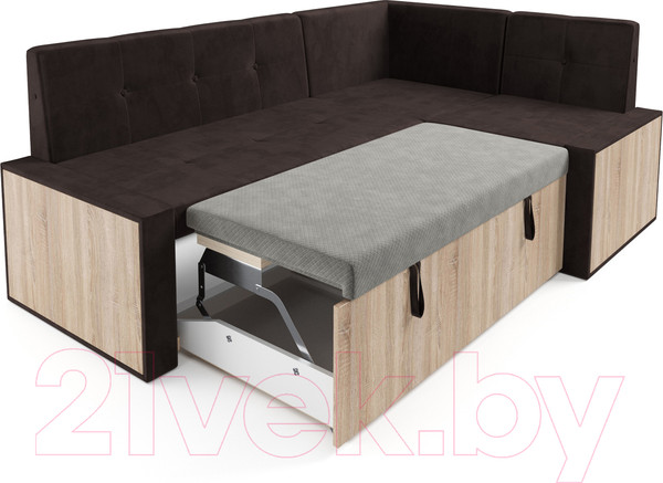 Изображение товара Уголок кухонный мягкий Mebel-Ars Таллин 211x83x141 (кордрой коричневый)