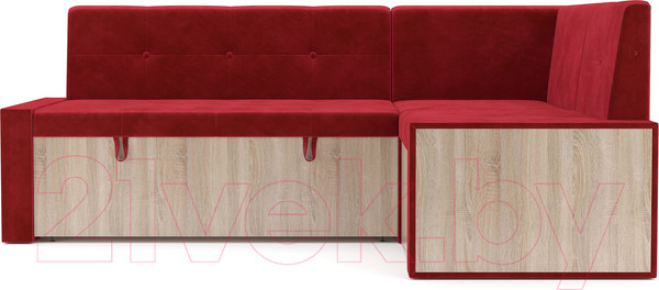 Изображение товара Уголок кухонный мягкий Mebel-Ars Таллин 211x83x141 (кордрой красный)
