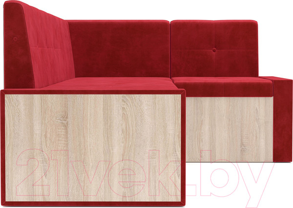 Изображение товара Уголок кухонный мягкий Mebel-Ars Таллин 211x83x141 (кордрой красный)