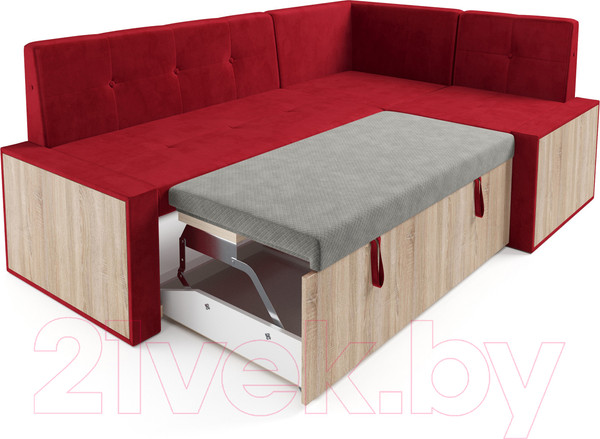 Изображение товара Уголок кухонный мягкий Mebel-Ars Таллин 211x83x141 (кордрой красный)