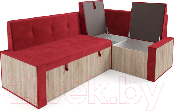 Изображение товара Уголок кухонный мягкий Mebel-Ars Таллин 211x83x141 (кордрой красный)
