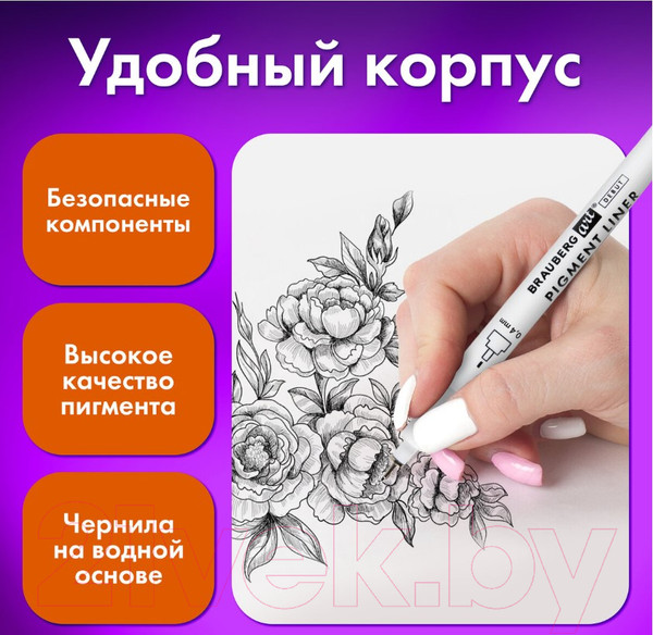 Изображение товара Набор капиллярных ручек Brauberg Art Debut / 143944 (9шт, черный)