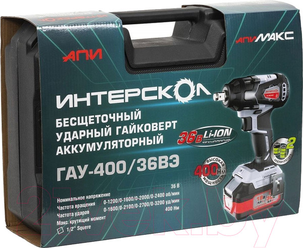 Изображение товара Аккумуляторный гайковерт Интерскол ГАУ-400/36ВЭ (859.2.2.70)
