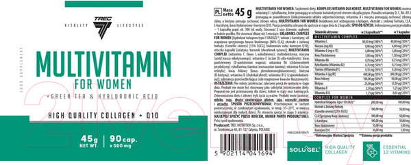Изображение товара Витаминно-минеральный комплекс Trec Nutrition Multivitamins for Women (90 капсул)