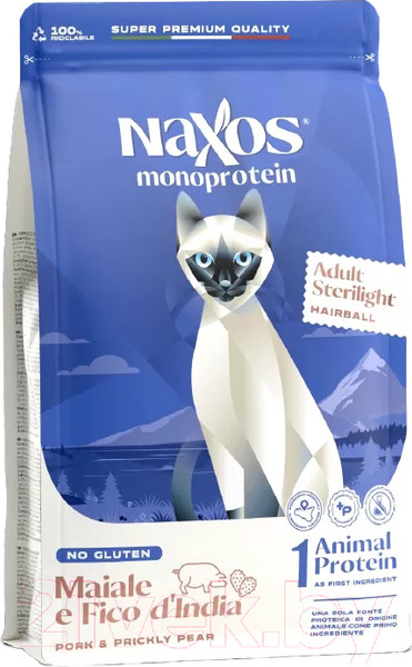 Изображение товара Сухой корм для кошек Adragna Naxos Sterilight Свинина с Опунцией (1.5кг)