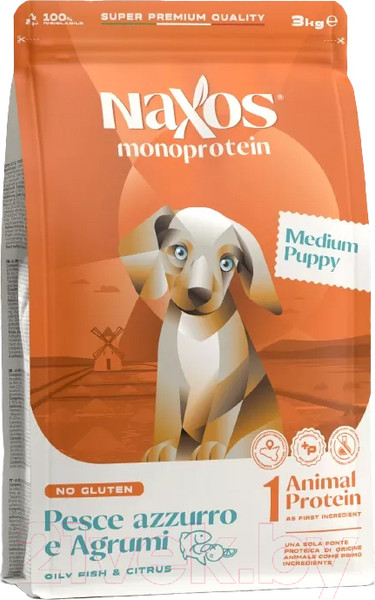 Изображение товара Сухой корм для собак Adragna Naxos Puppy Medium Рыба с Цитрусом (3кг)