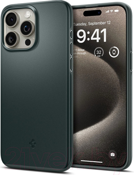 Изображение товара Чехол-накладка Spigen Thin Fit для iPhone 15 Pro Max / ACS06548 (зеленый)
