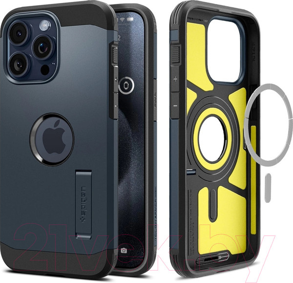 Изображение товара Чехол-накладка Spigen Tough Armor MagFit для iPhone 15 Pro Max / ACS06595 (Metal Slate)