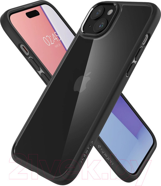 Изображение товара Чехол-накладка Spigen Ultra Hybrid для iPhone 15 / ACS06799 (черный матовый)