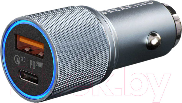 Изображение товара Адаптер питания автомобильный Breaking C09 USB-A - USB-C / 23177 (графит)