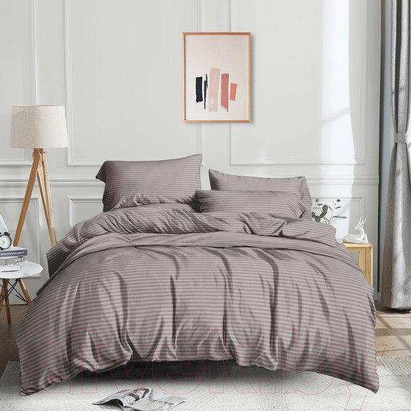 Изображение товара Комплект постельного белья Царство сновидений Поплин Какао страйп Дуэт / 150-0193