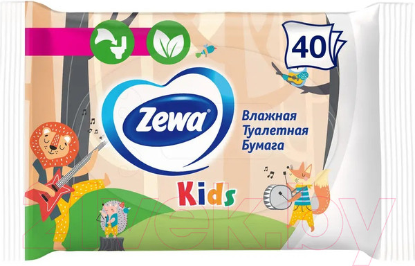 Изображение товара Влажная туалетная бумага Zewa Детская (40л)