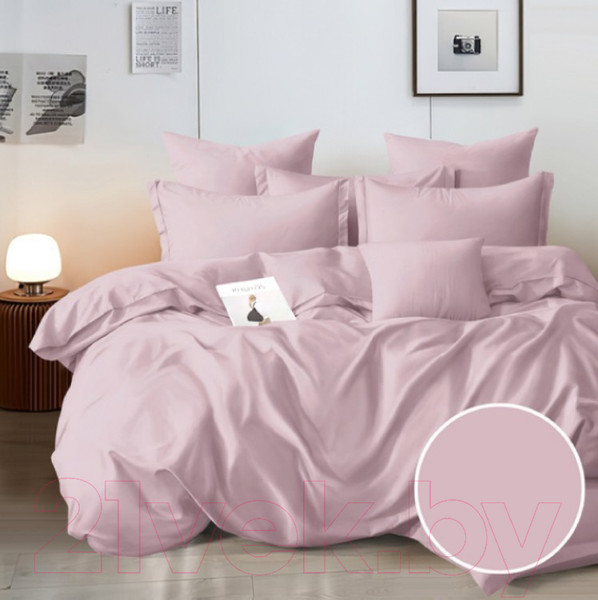 Изображение товара Комплект постельного белья Alleri Перкаль Elite 2сп с европростыней (дымчатая роза)