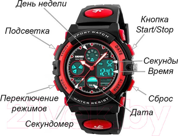 Изображение товара Часы наручные мужские Skmei 1163 (красный)