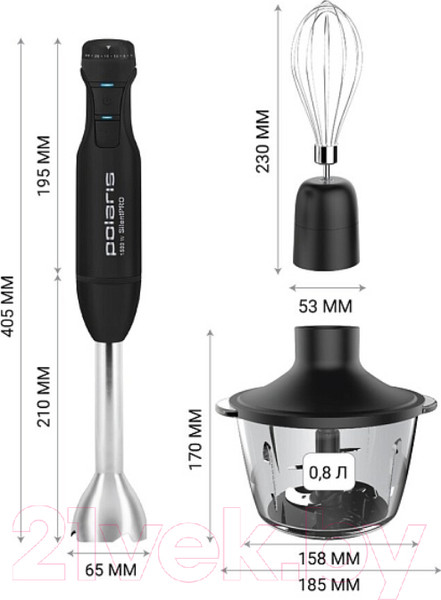 Изображение товара Блендер погружной Polaris PHB 1510GL Silent (черный)