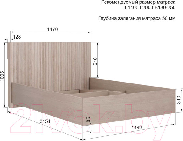 Изображение товара Каркас кровати Аквилон Муза №14ПМ (тира/кадена вуд)
