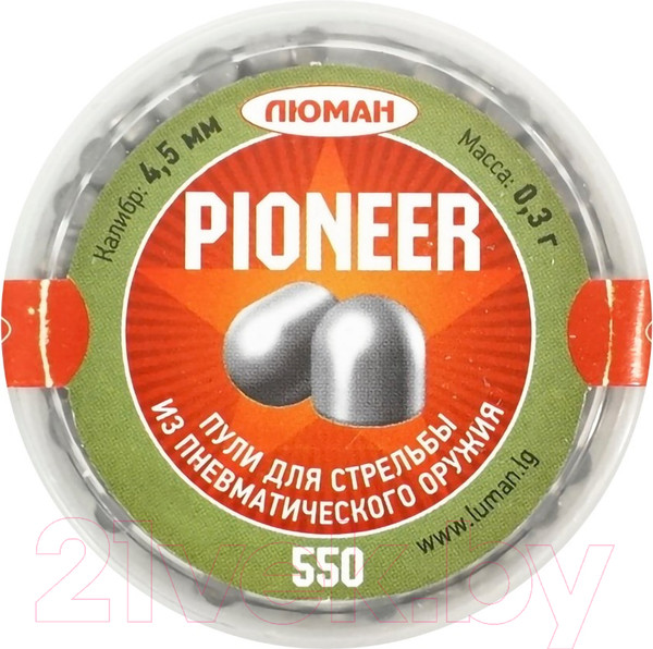 Изображение товара Пульки для пневматики Люман Pioneer 0.3г 4.5мм (2x550шт)