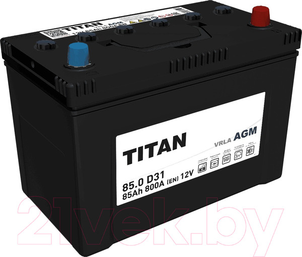 Изображение товара Автомобильный аккумулятор TITAN AGM D31 750A R+ (85 А/ч)