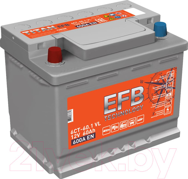 Изображение товара Автомобильный аккумулятор TITAN EFB 600A L+ (60 А/ч)
