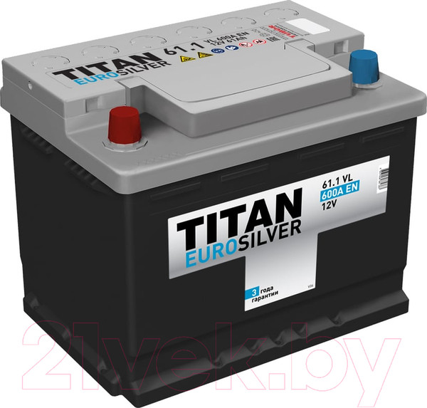 Изображение товара Автомобильный аккумулятор TITAN EuroSilver 600A L+ (61 А/ч)