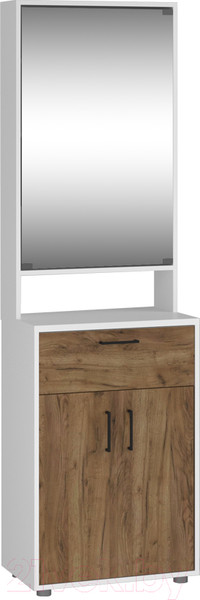 Изображение товара Секция в прихожую Премиум ПР-7 Модуль 1 (белый/дуб крафт табачный)