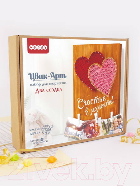 Изображение товара Набор для творчества «изонить» Woody Цвик-арт. Два сердца / 07661