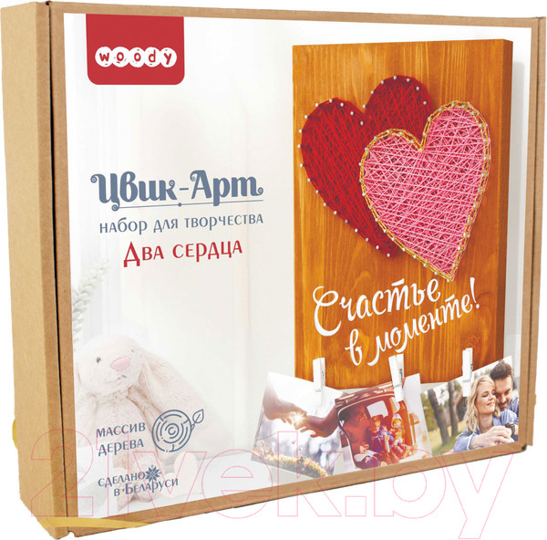 Изображение товара Набор для творчества «изонить» Woody Цвик-арт. Два сердца / 07661