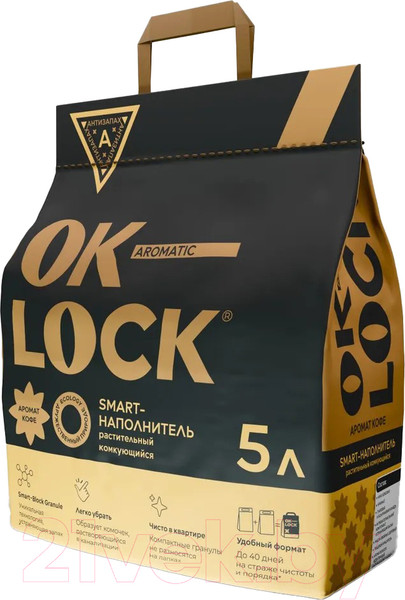 Изображение товара Наполнитель для туалета Ok-Lock Кофе комкующийся (2.15кг/5л)