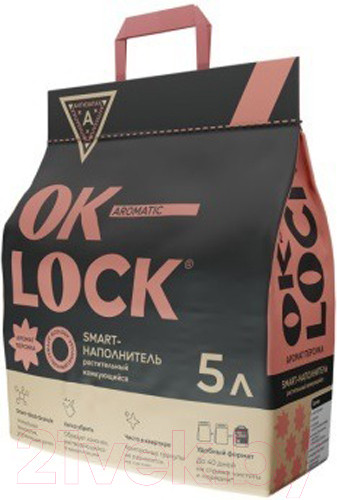 Изображение товара Наполнитель для туалета Ok-Lock Персик комкующийся (2.15кг/5л)