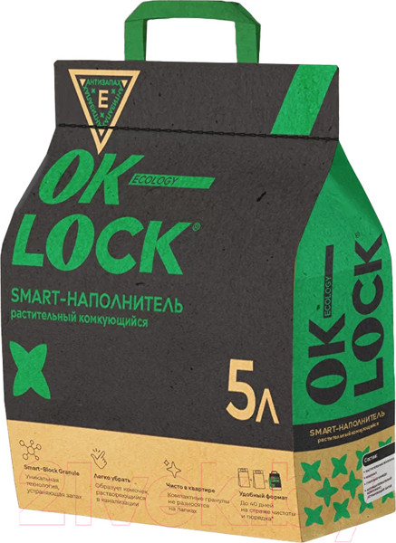 Изображение товара Наполнитель для туалета Ok-Lock Натуральный комкующийся (2.15кг/5л)