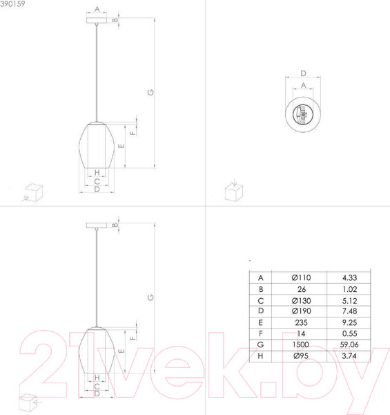 Изображение товара Потолочный светильник Eglo Estanys 390159