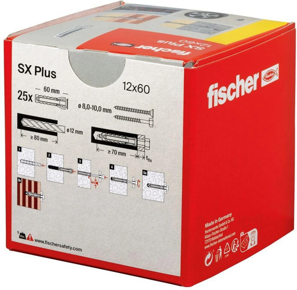 Изображение товара Дюбель распорный FISCHER SX Plus 12x60 / 568012 (25шт)