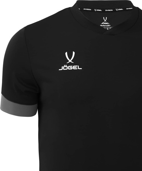 Изображение товара Футболка игровая футбольная Jogel Division PerFormDRY Union Jersey (XXL, черный/темно-серый/белый)