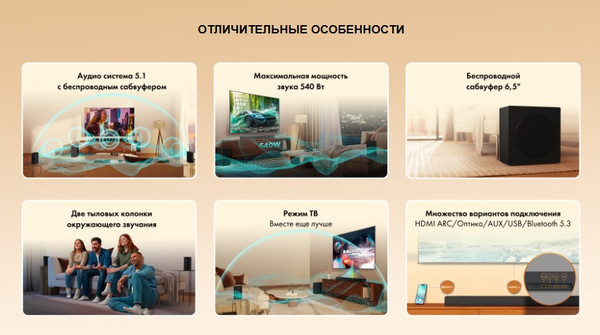 Изображение товара Звуковая панель (саундбар) Hisense HS5100