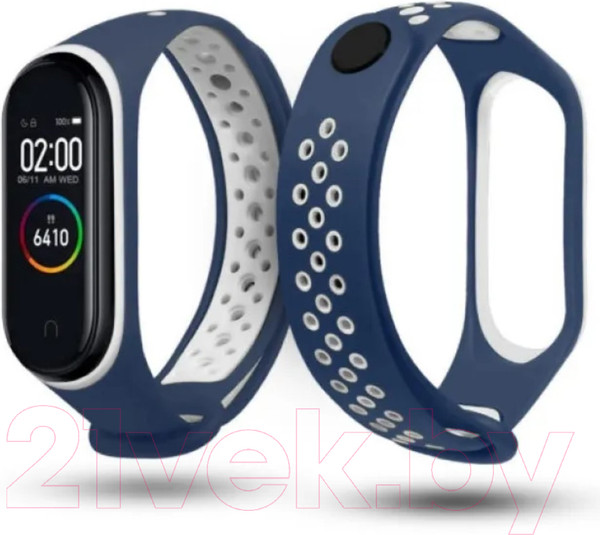 Изображение товара Ремешок для фитнес-трекера Case Nike для Mi Band 3/4 (синий/белый)