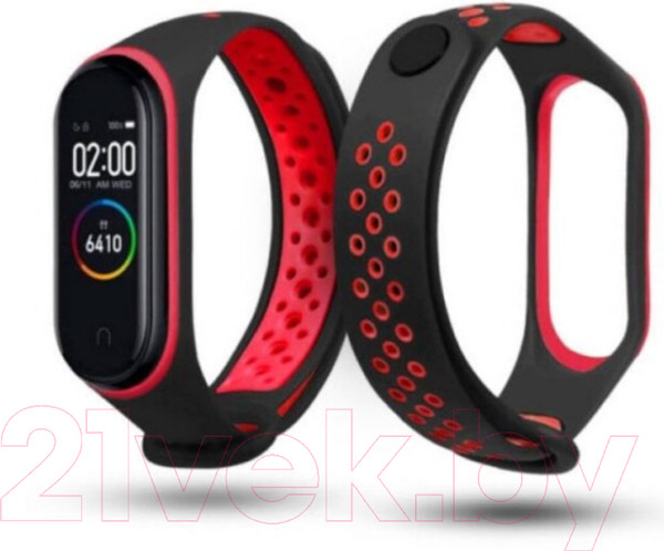Изображение товара Ремешок для фитнес-трекера Case Nike для Mi Band 3/4 (черный/красный)