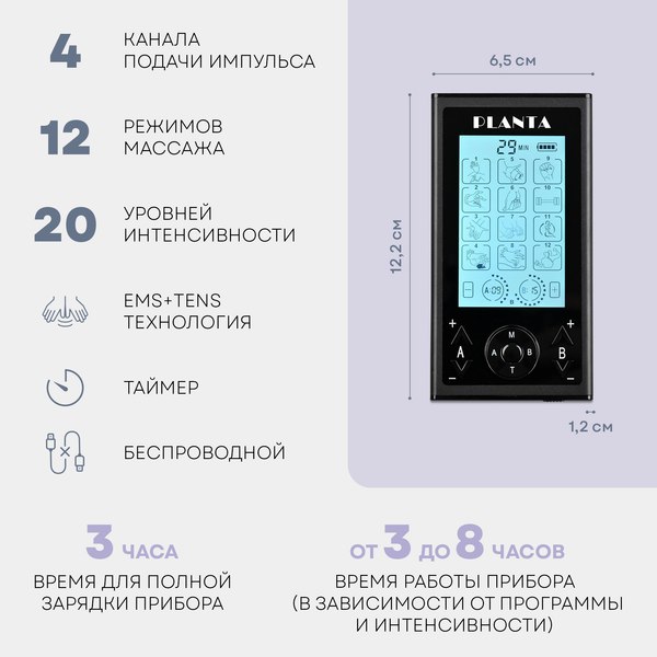 Изображение товара Миостимулятор PLANTA EMS+TENS EMS-350