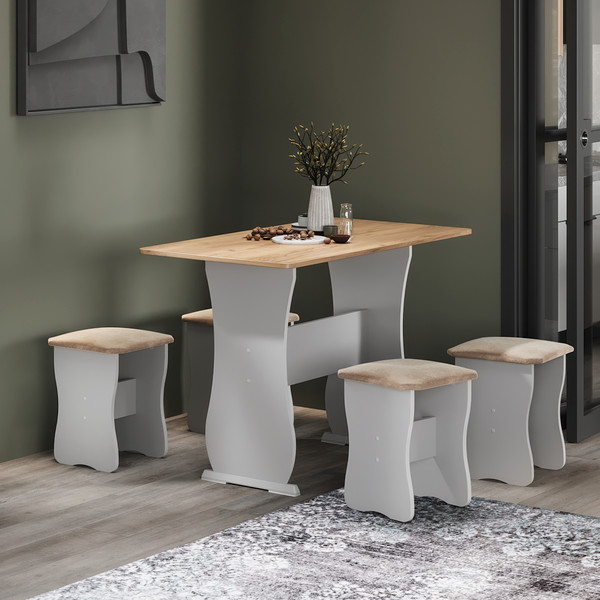 Изображение товара Обеденная группа ТриЯ Тип 1 МФ-101.006 (дуб крафт золотой/иск. замша Latte)